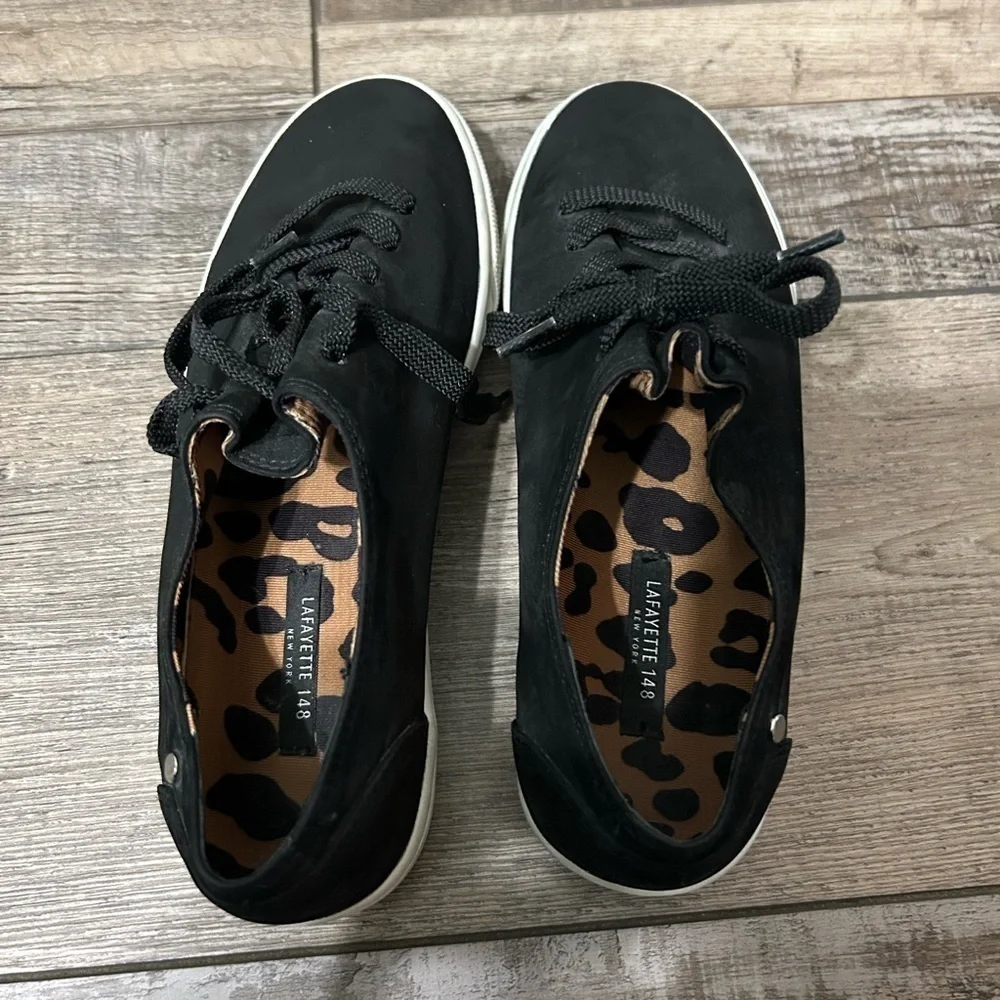 Lafayette 148 Women's Black leopard Petara Sneaker Tennis Shoe